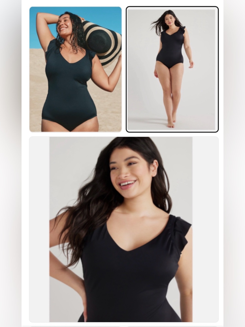 Time & Tru one piece, ruffle sleeve swimsuit size large